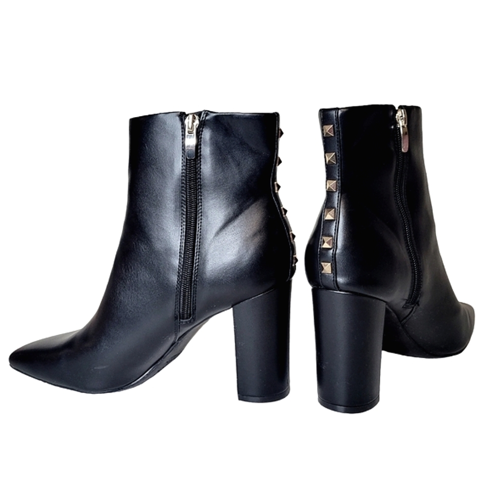 Nine West Yuhav Women's Black Block Heel Boots Booties Size 10 M Studded NEW